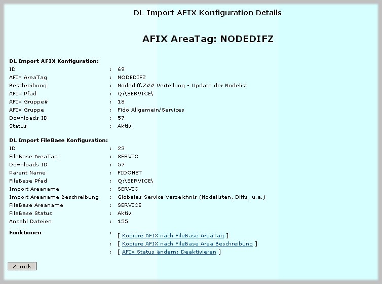 Screenshot PHP-Nuke DLIMP Admin Console Module v1.10, DLTIC aktive Area Details